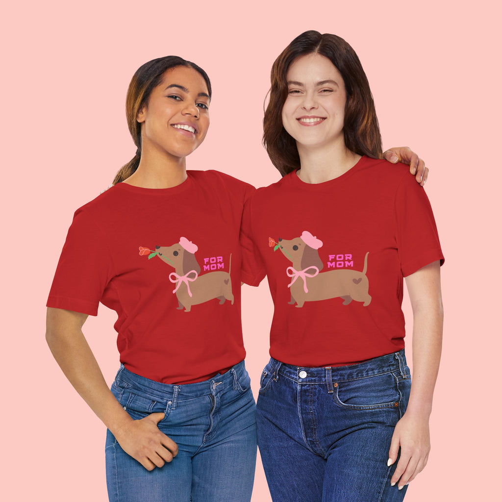 Mommy’s Dachshund Tee – Cute Dog with Rose “For Mom” Shirt