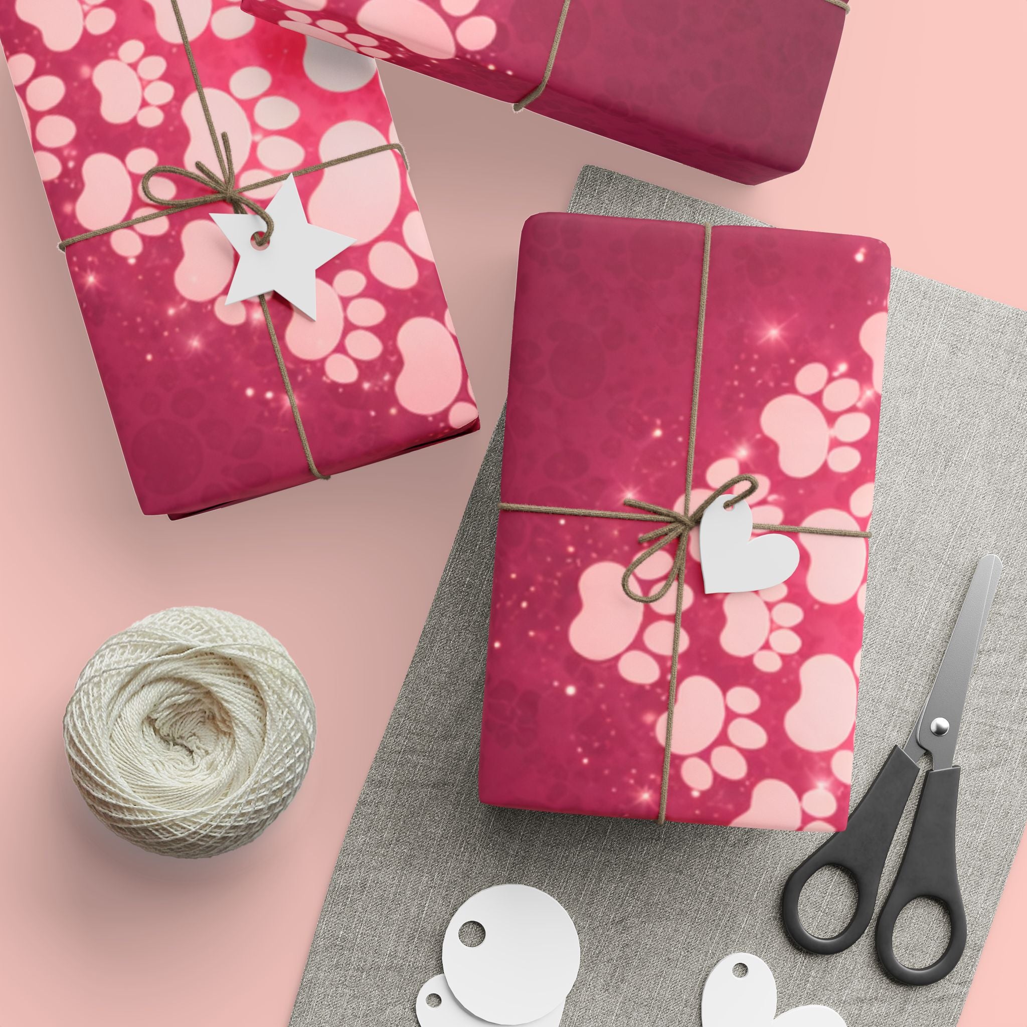 Valentine Heart Lights Wrapping Paper Roll - Romantic Burgundy Gift Wrap