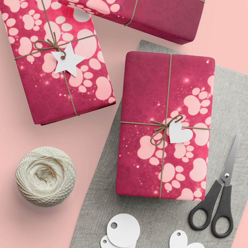 Valentine Heart Lights Wrapping Paper Roll - Romantic Burgundy Gift Wrap