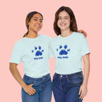 Dog Mom Paw Print T-Shirt — Distressed Blue Design