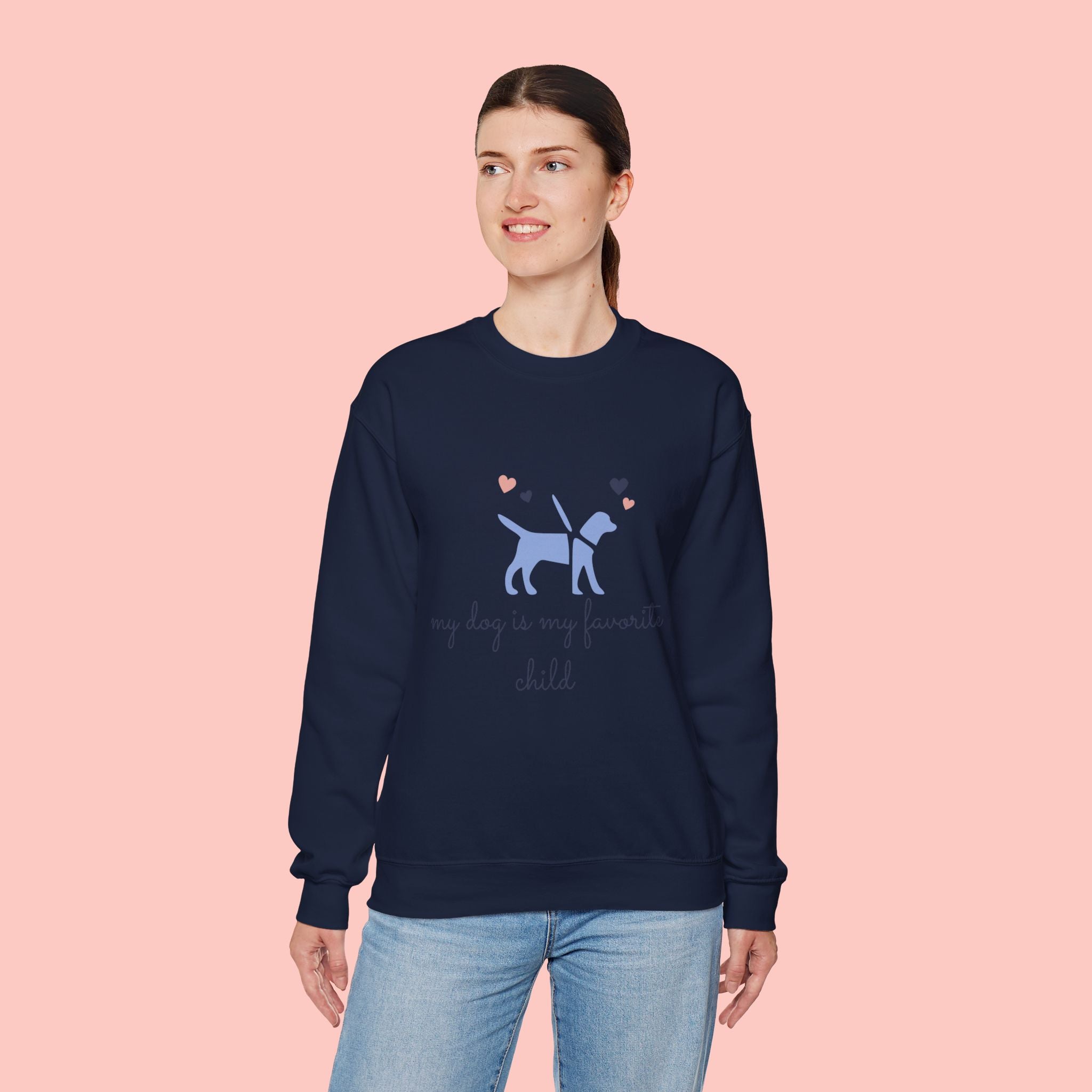 Dog Lover Crewneck Sweatshirt - "My Dog Is My Favorite Child" Graphic
