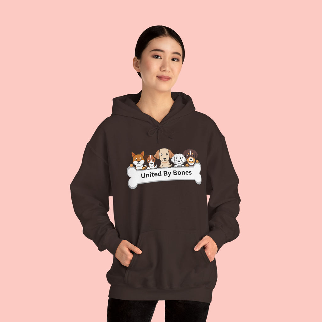 United By Bones Hoodie — Cute Cartoon Dogs Paw Bone Graphic Sweatshirt