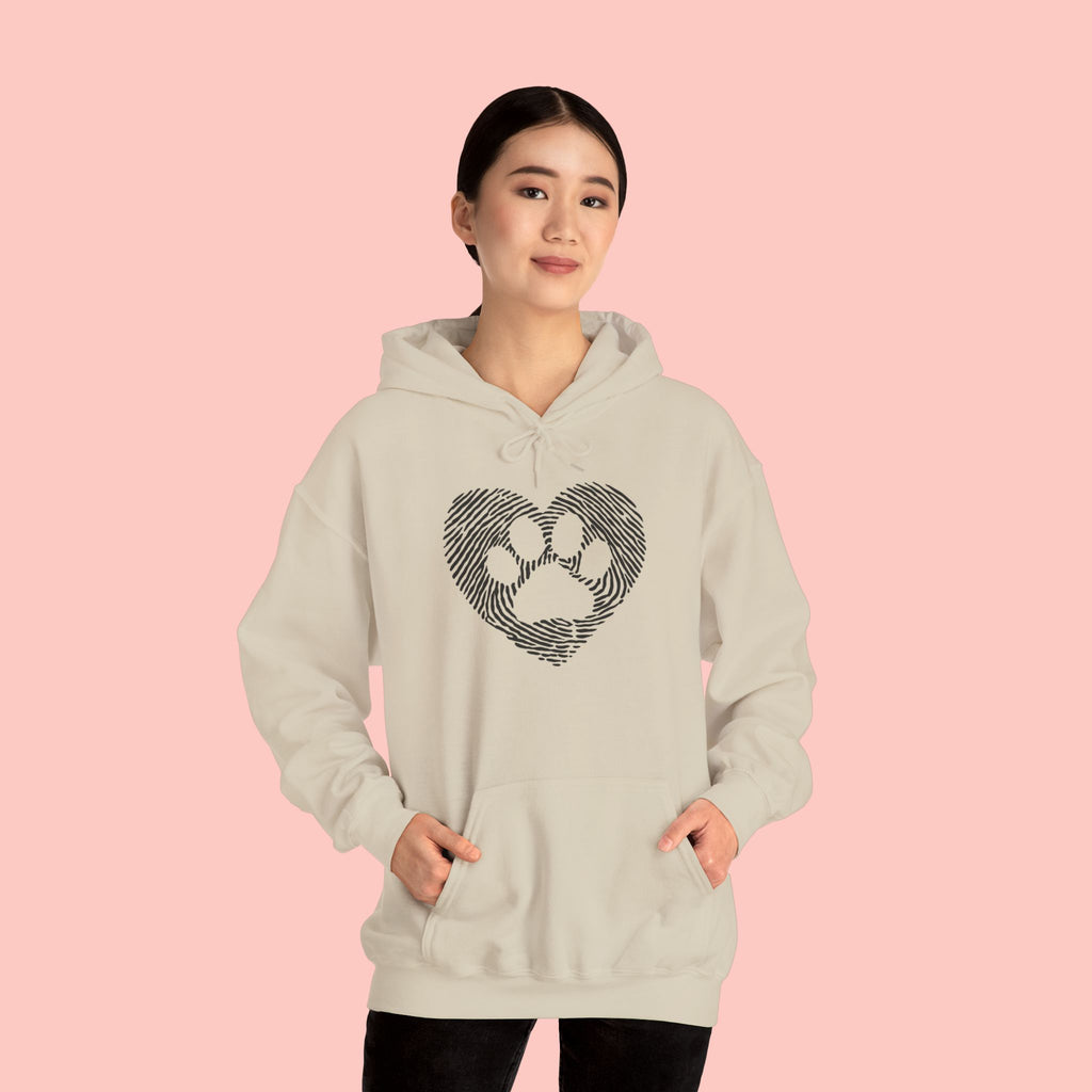 Heart Paw Print Hoodie — Dog Lover Heart Paw Graphic Sweatshirt