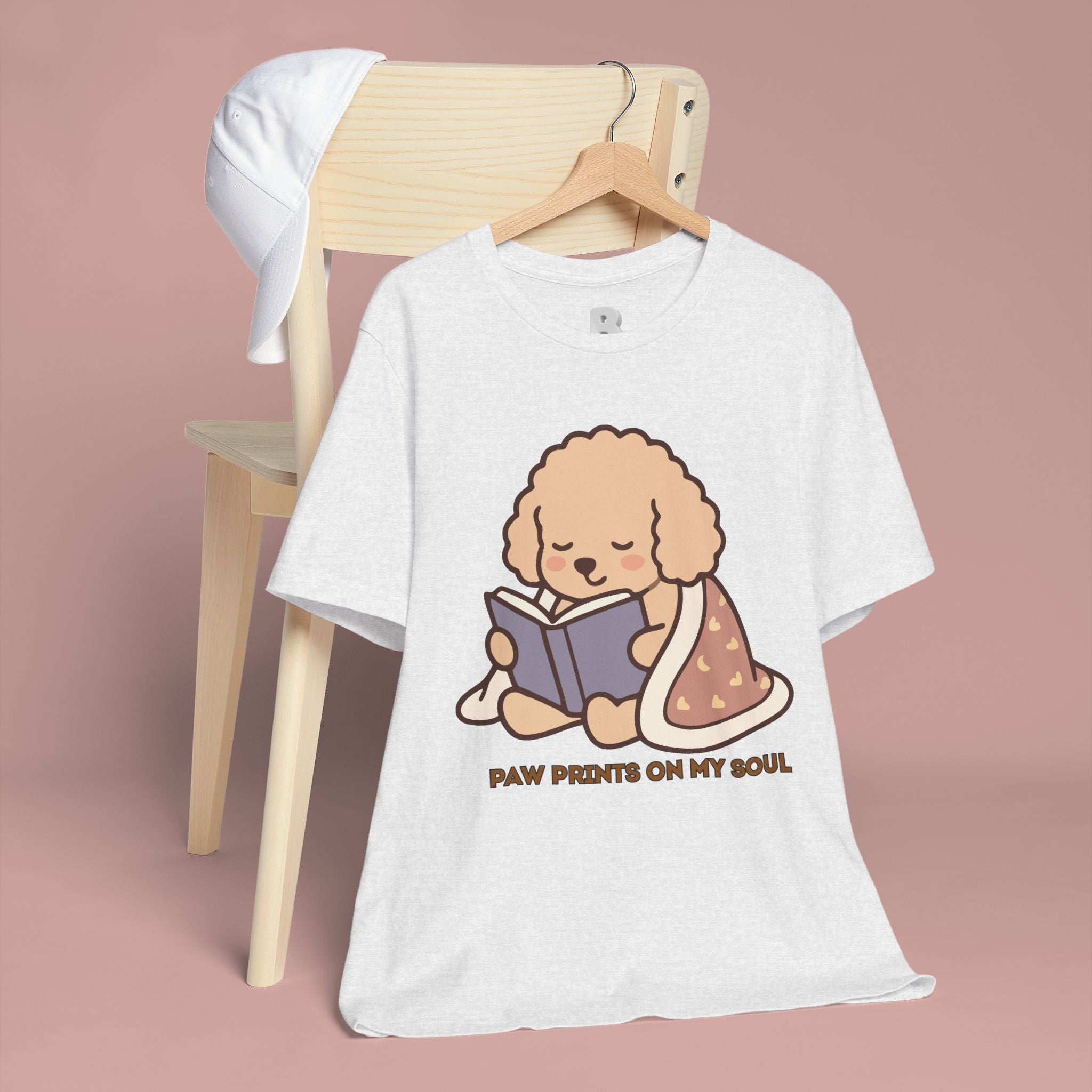 Paw Prints On My Soul T‑Shirt — Cute Reading Puppy Graphic Tee