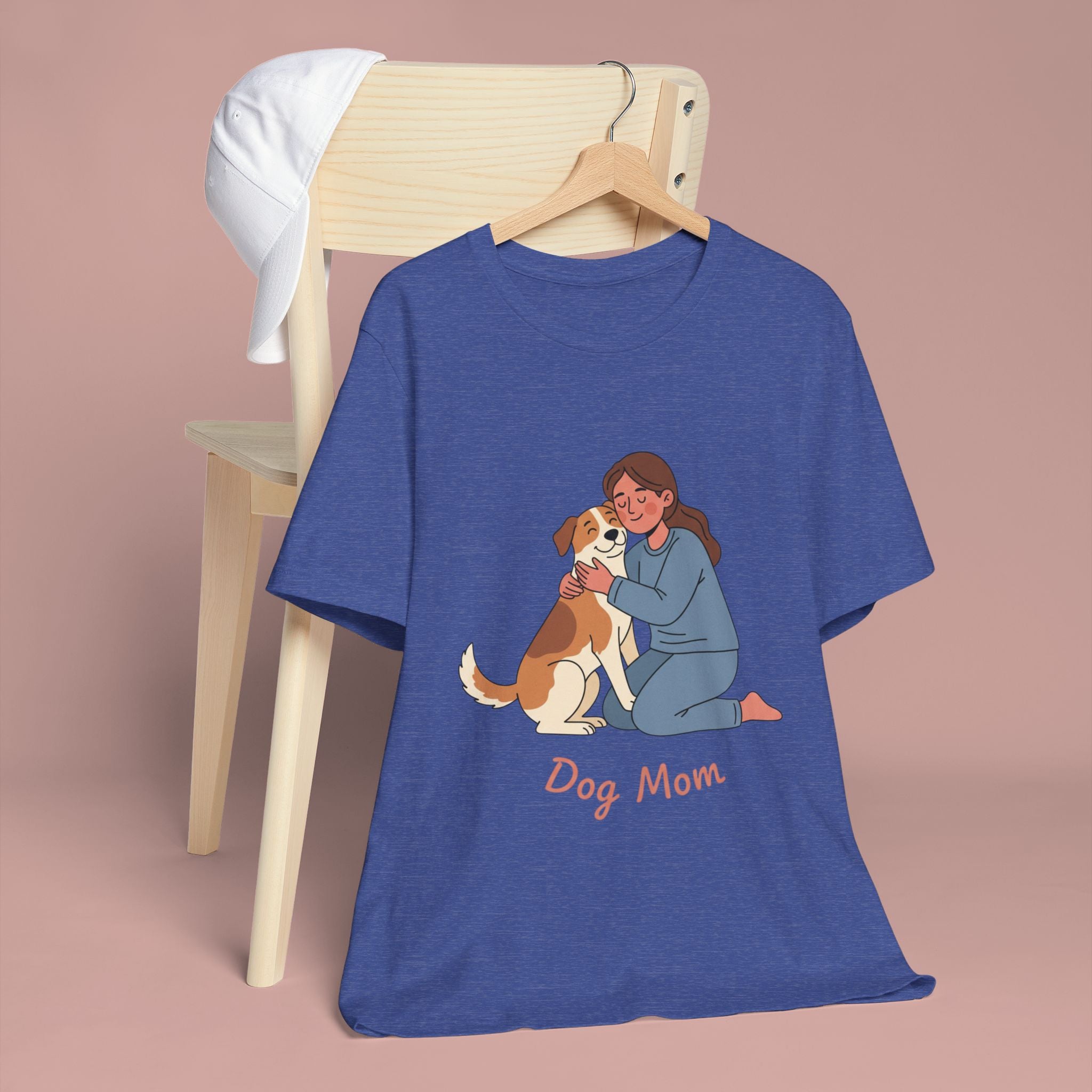 Dog Mom T‑Shirt — Cute Woman Hugging Dog Graphic Tee