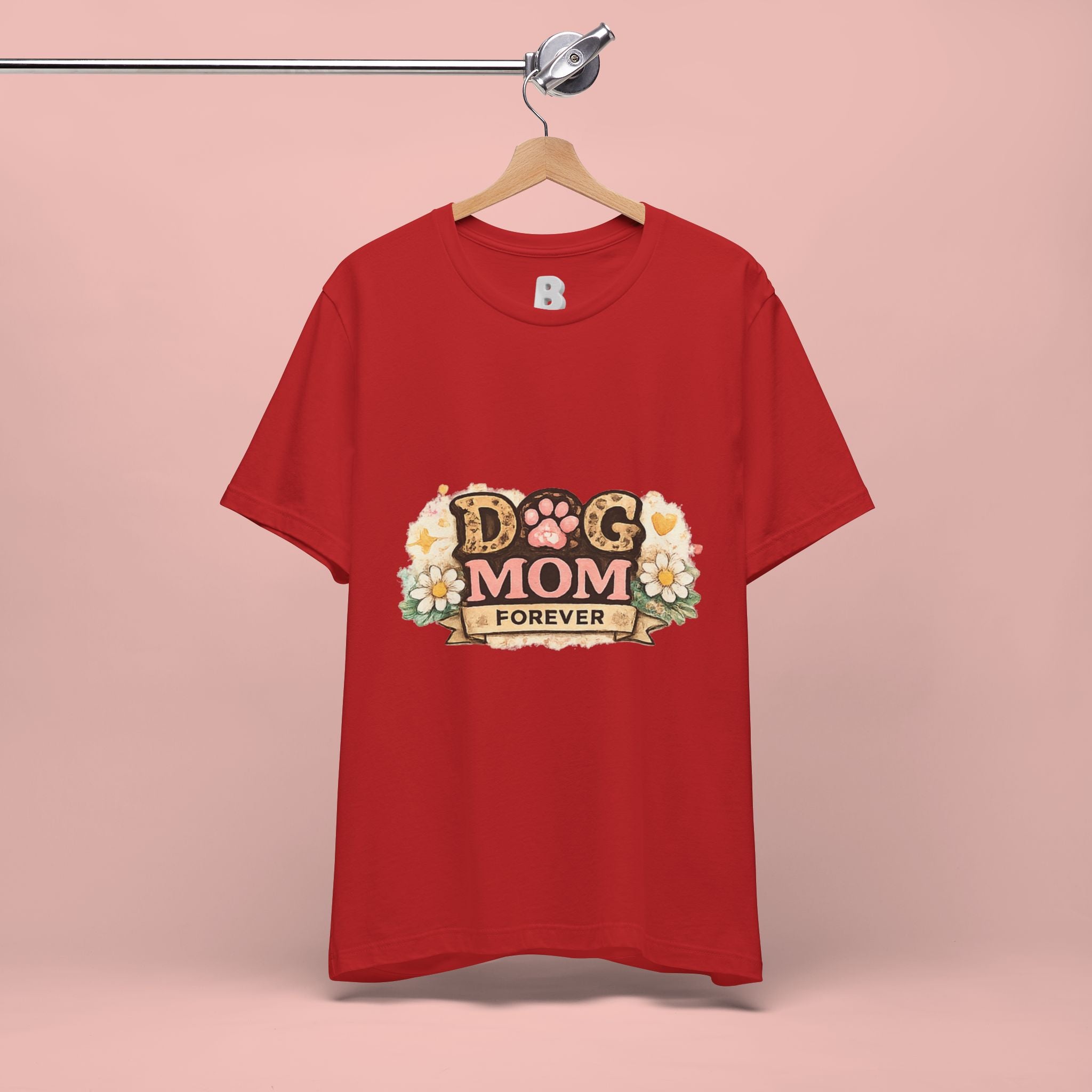 Dog Mom Forever T‑Shirt — Floral Paw Print Tee for Pet Lovers