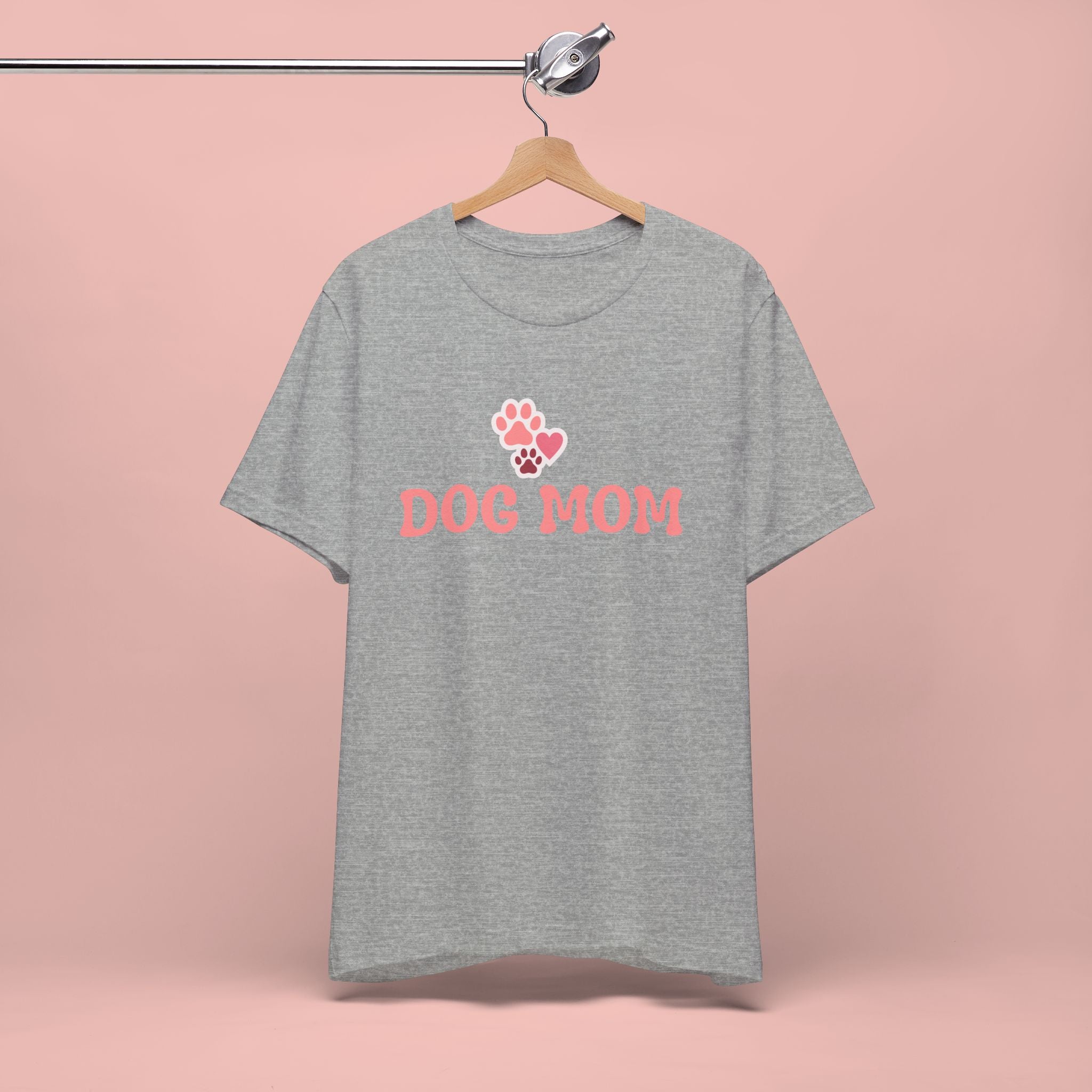 Dog Mom T-Shirt — Pink Paw Graphic Tee for Dog Lovers
