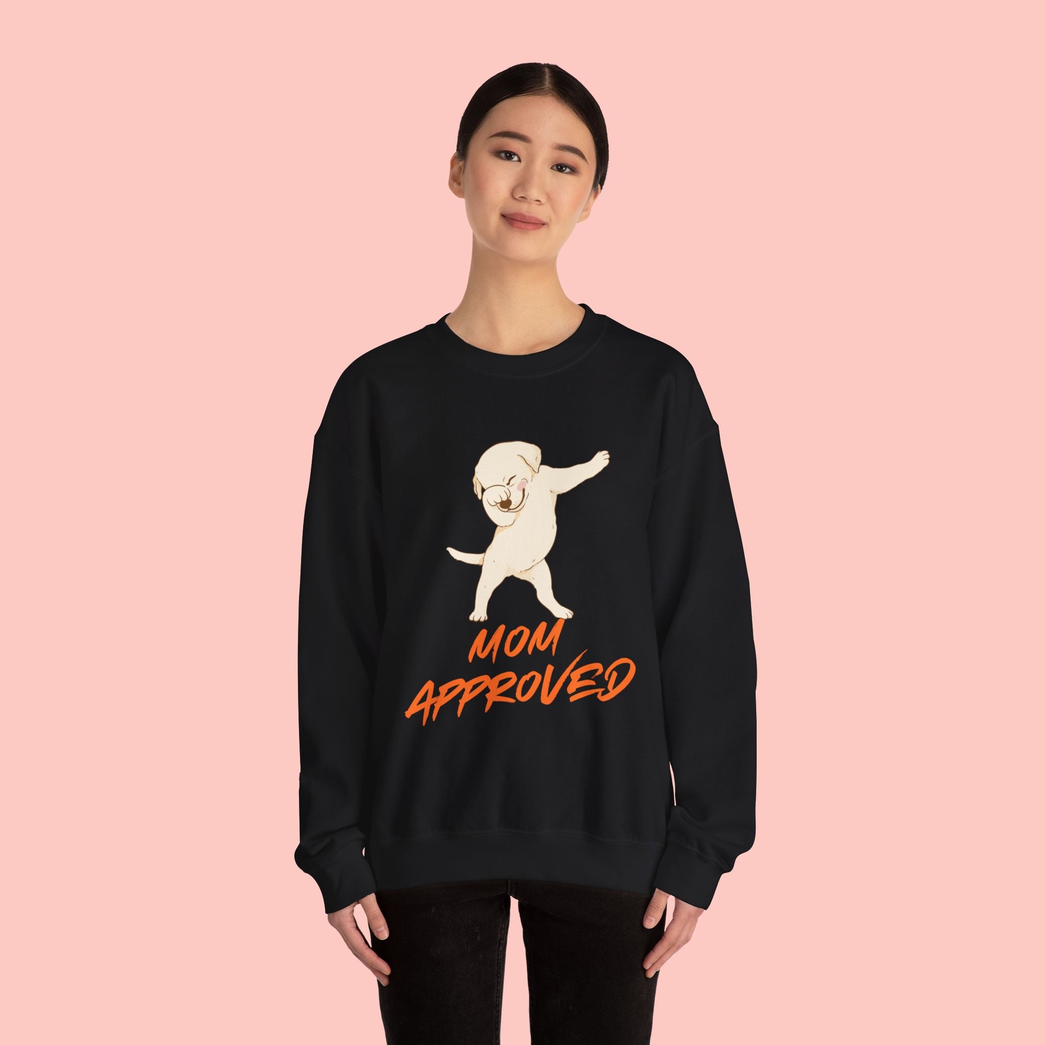 Crewneck Sweatshirt - 'Mom Approved' Dabbing Dog Cute Graphic