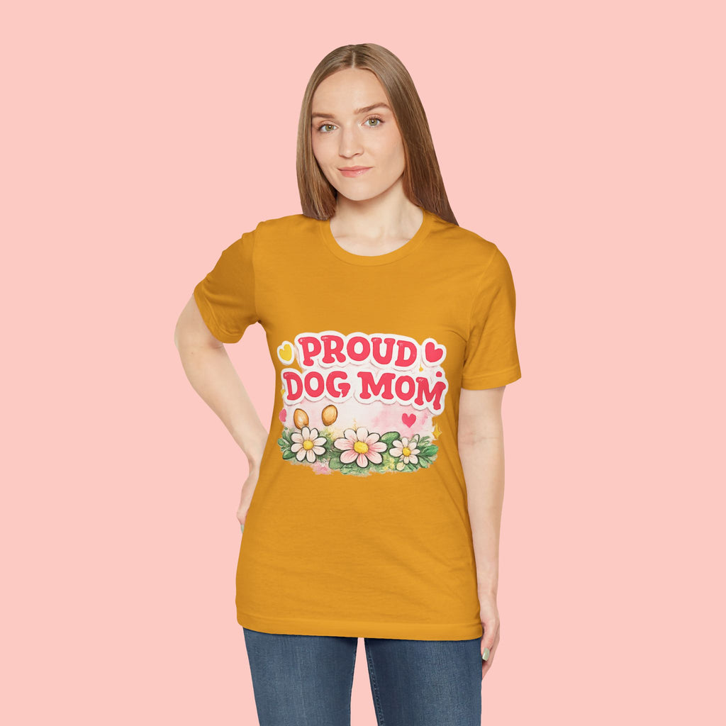 Proud Dog Mom Tee – Floral Retro Heart Design