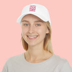 Low Profile Baseball Cap – 'Dog Mom' Pink Leopard Square Embroidered Hat