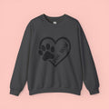Dog Mom Heart Paw Sweatshirt — Women's Crewneck for Pet Lovers