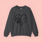 Dog Mom Heart Paw Sweatshirt — Women's Crewneck for Pet Lovers