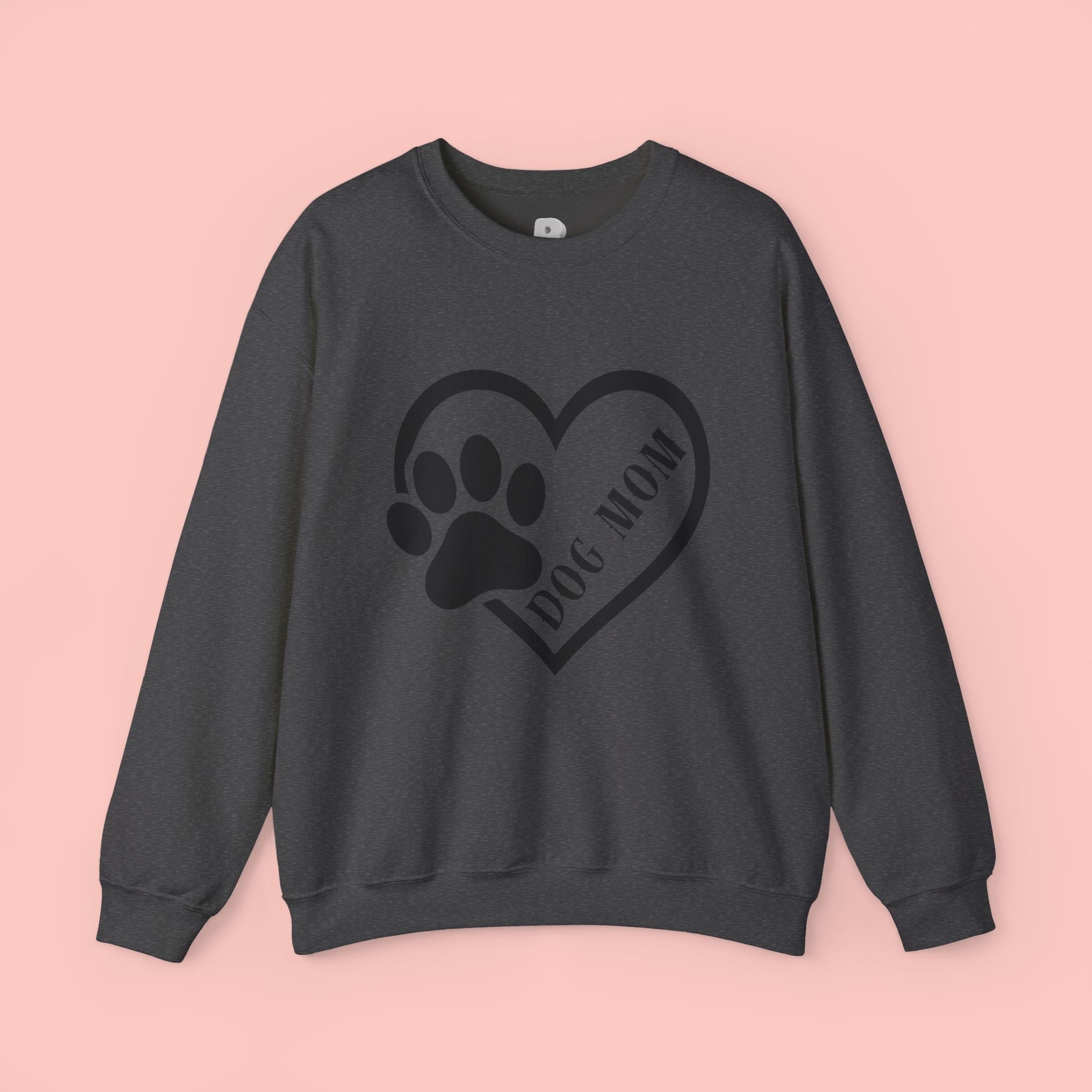Dog Mom Heart Paw Sweatshirt — Women's Crewneck for Pet Lovers