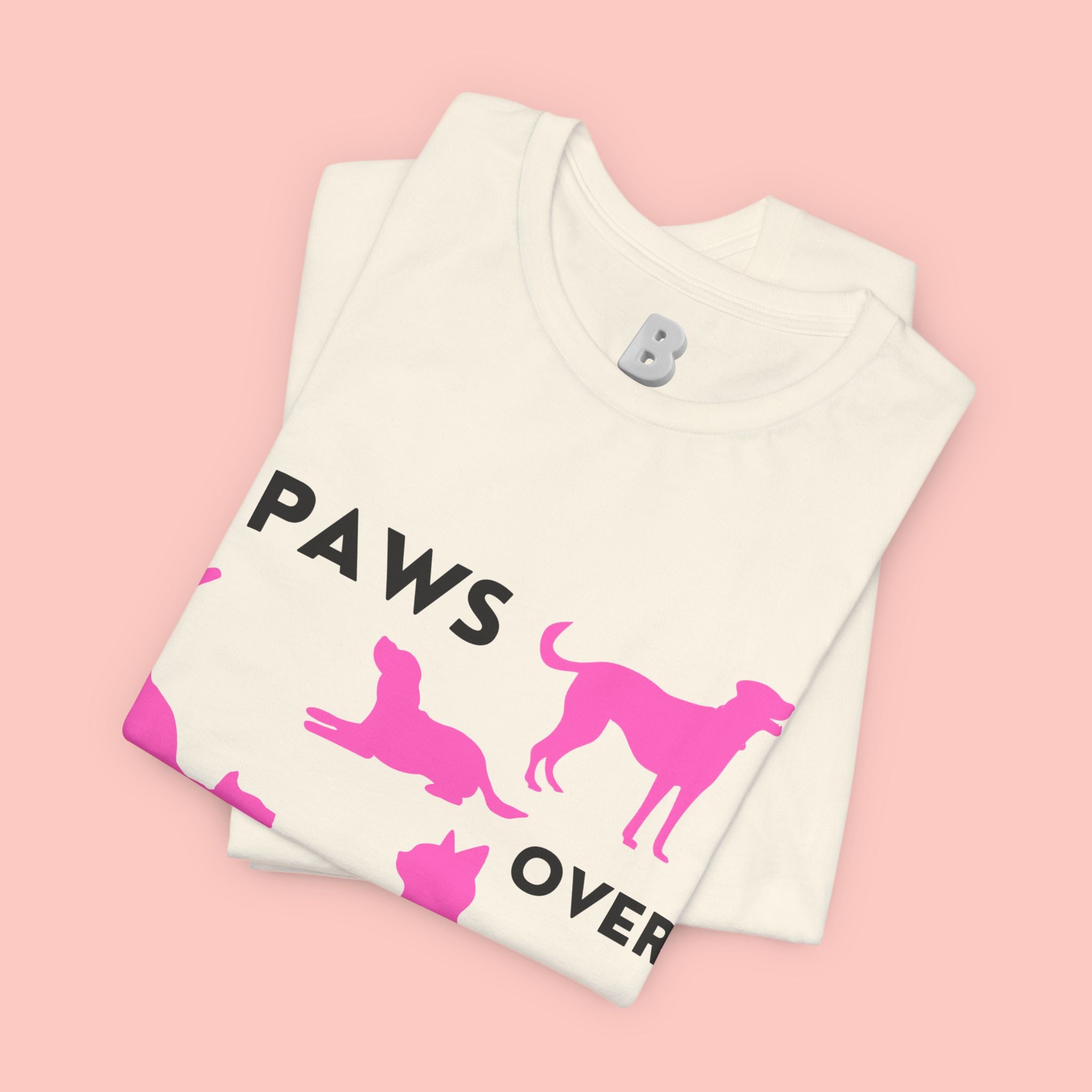 Paws Over People Tee — Pink Cats & Dogs Graphic T-Shirt