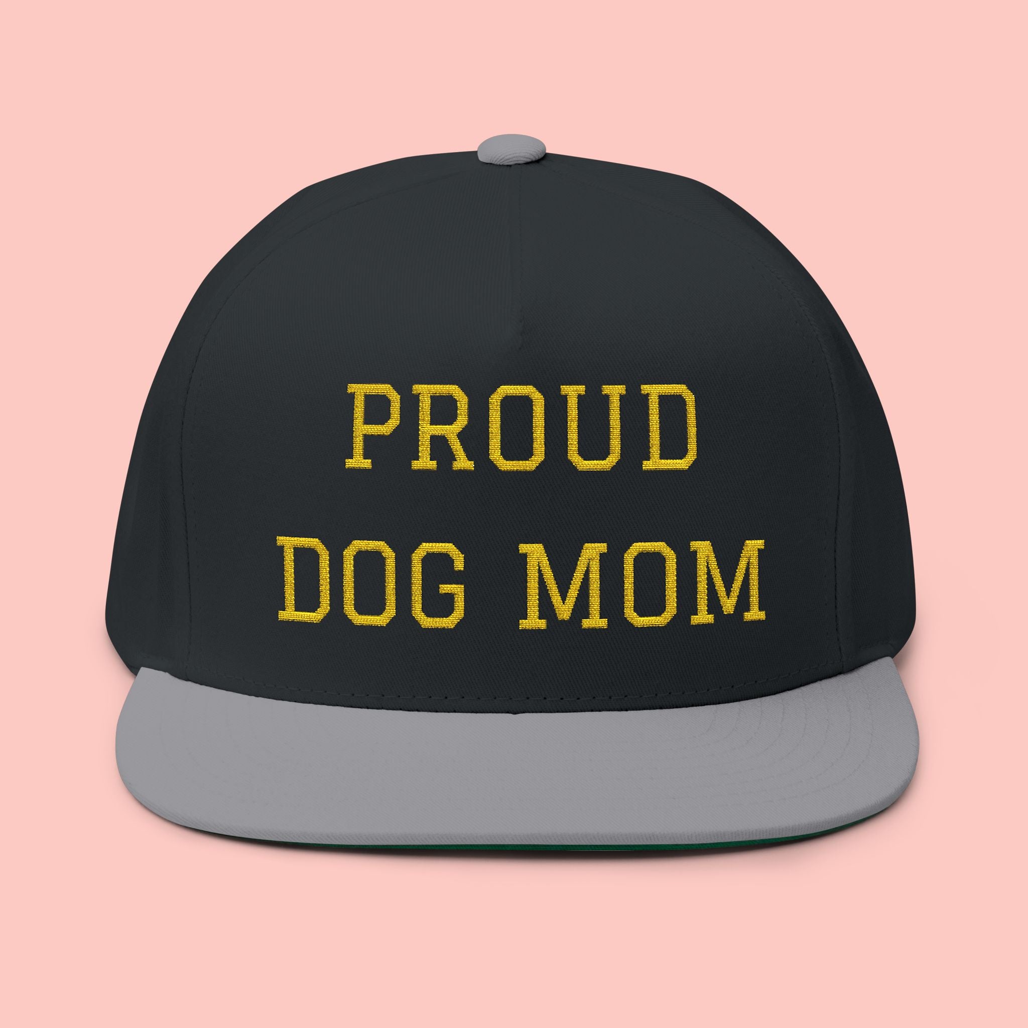 Flat Bill Cap — "Proud Dog Mom" Embroidered Trucker Hat