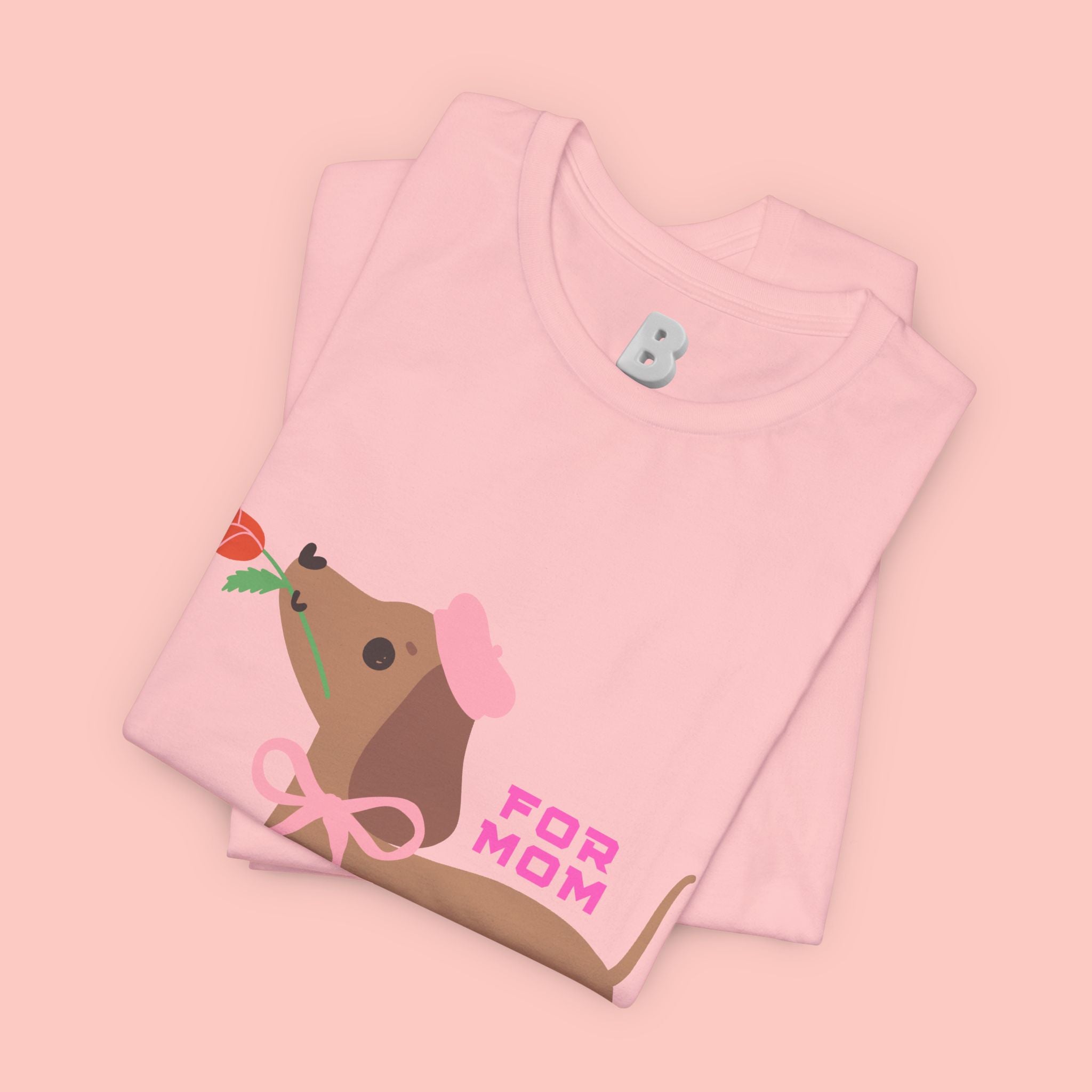 Mommy’s Dachshund Tee – Cute Dog with Rose “For Mom” Shirt