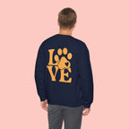 Crewneck Sweatshirt - 'LOVE' Paw Print Graphic | Pet Lover Pullover