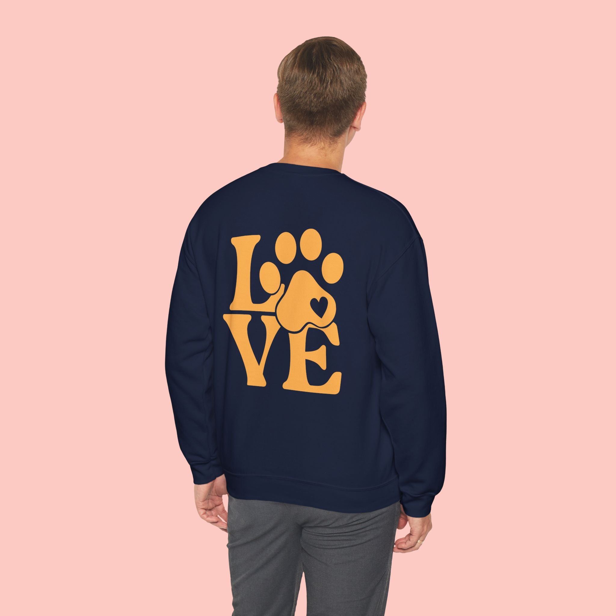 Crewneck Sweatshirt - 'LOVE' Paw Print Graphic | Pet Lover Pullover