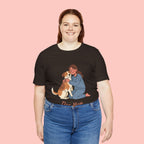 Dog Mom T‑Shirt — Cute Woman Hugging Dog Graphic Tee