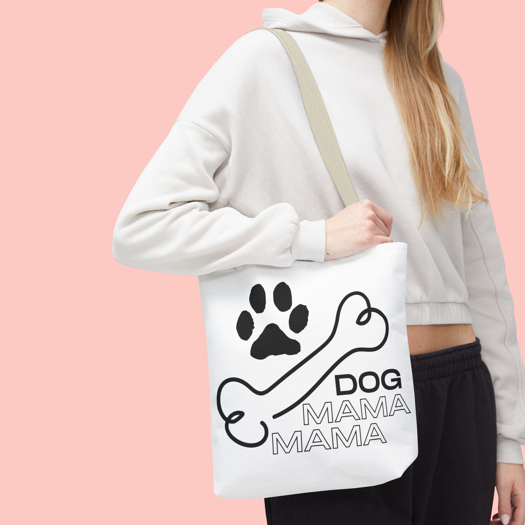 Dog Mama Tote Bag — Paw Print & Bone Graphic Canvas Shopper