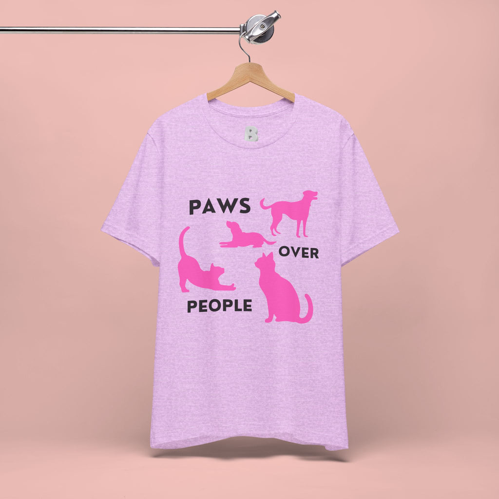 Paws Over People Tee — Pink Cats & Dogs Graphic T-Shirt