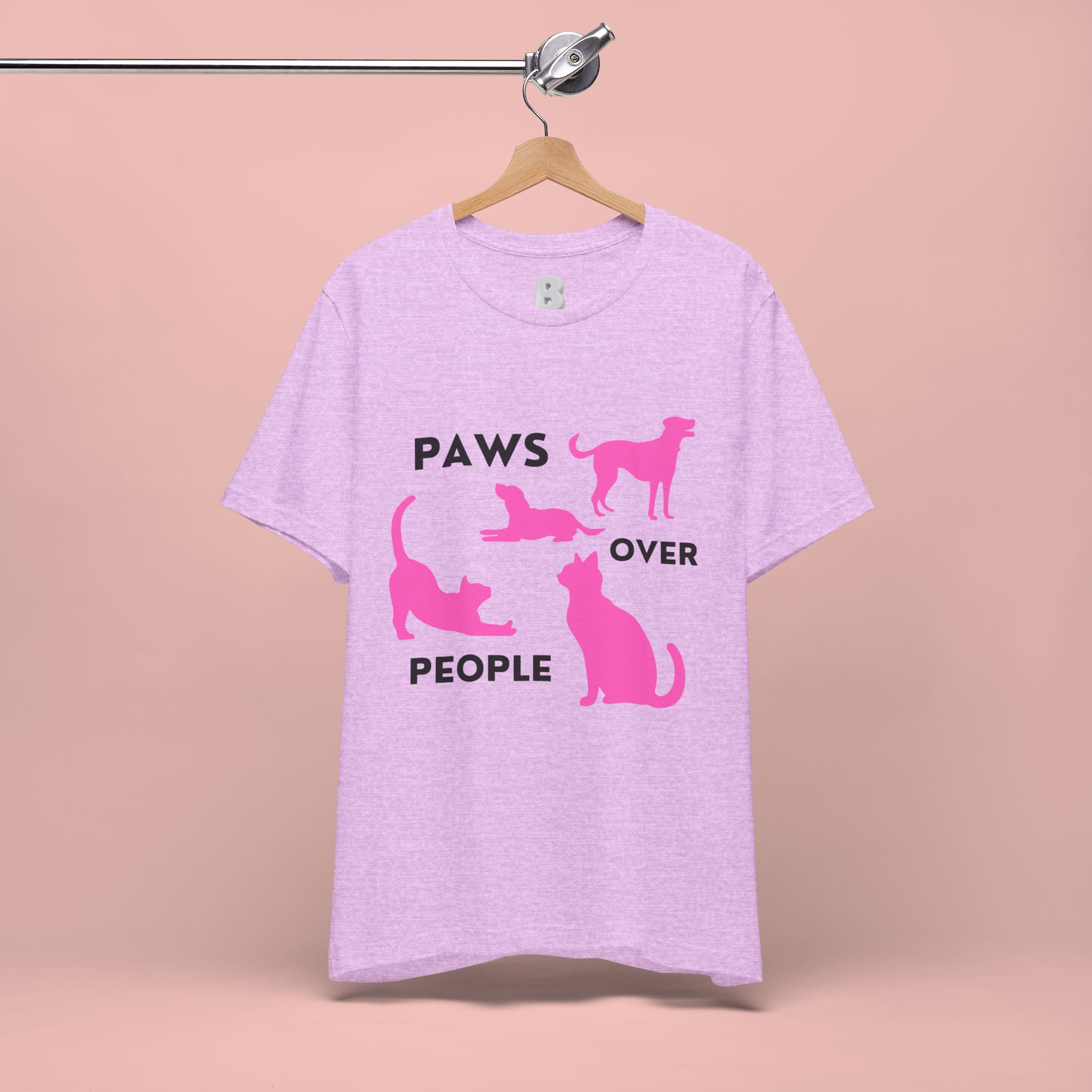 Paws Over People Tee — Pink Cats & Dogs Graphic T-Shirt