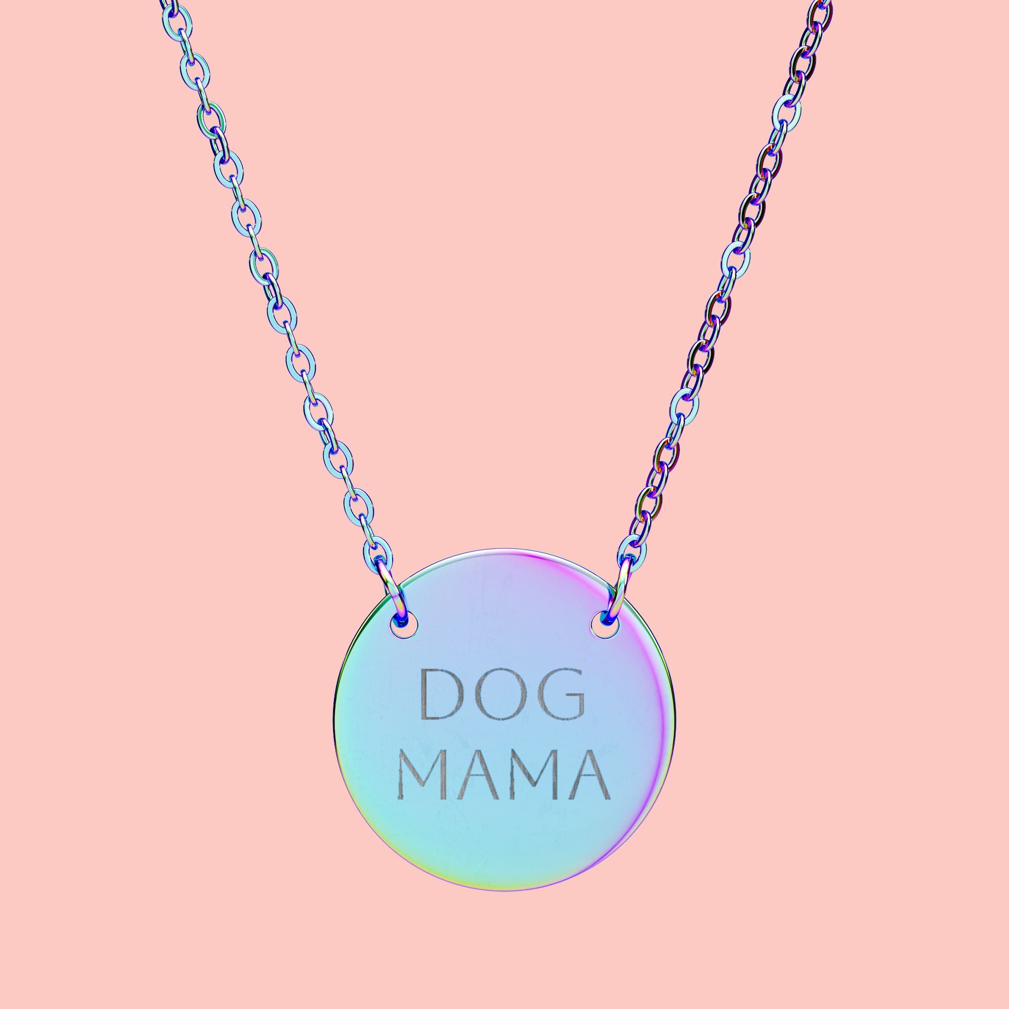 Dog Mama Engraved Circle Necklace — Personalized Pet Lover Pendant