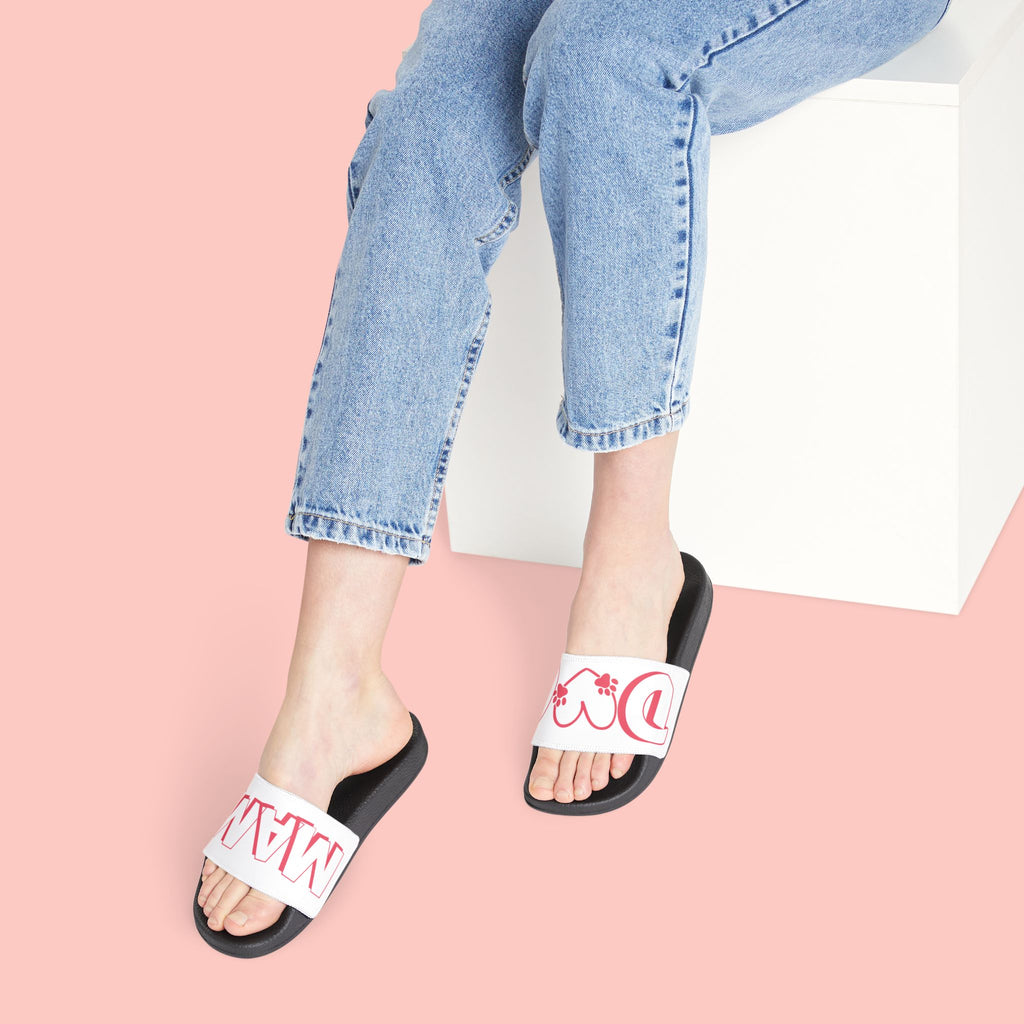 Sandals — 'Dog Mama' White Removable-Strap Slide Sandals