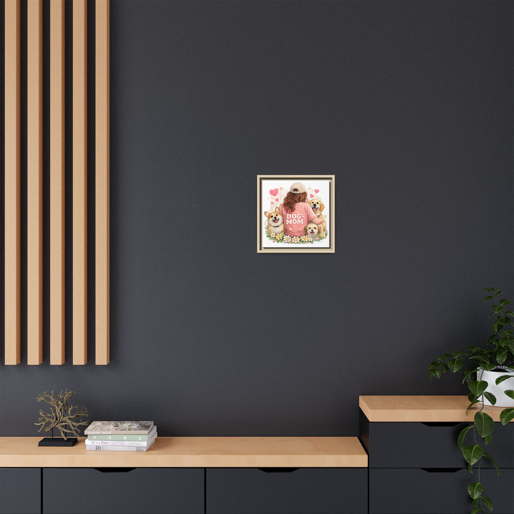 Dog Mom Canvas Print — Framed Matte Wall Art with Cute Dogs & Hearts