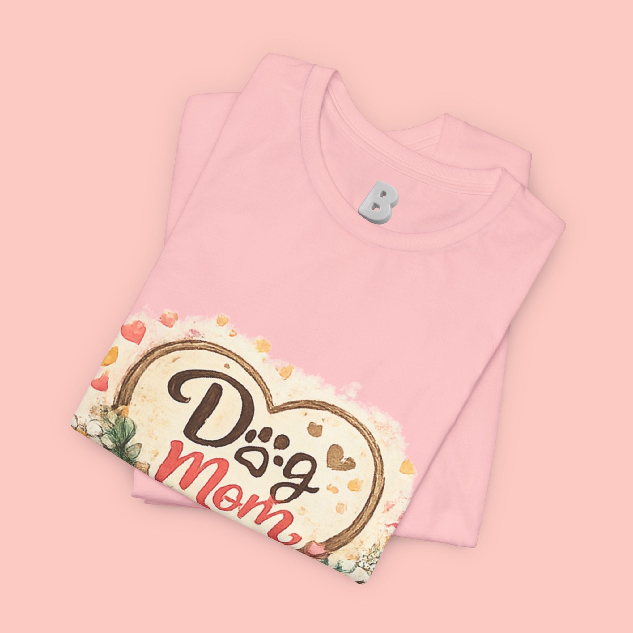 Dog Mom T-Shirt – Floral Heart Paw Design