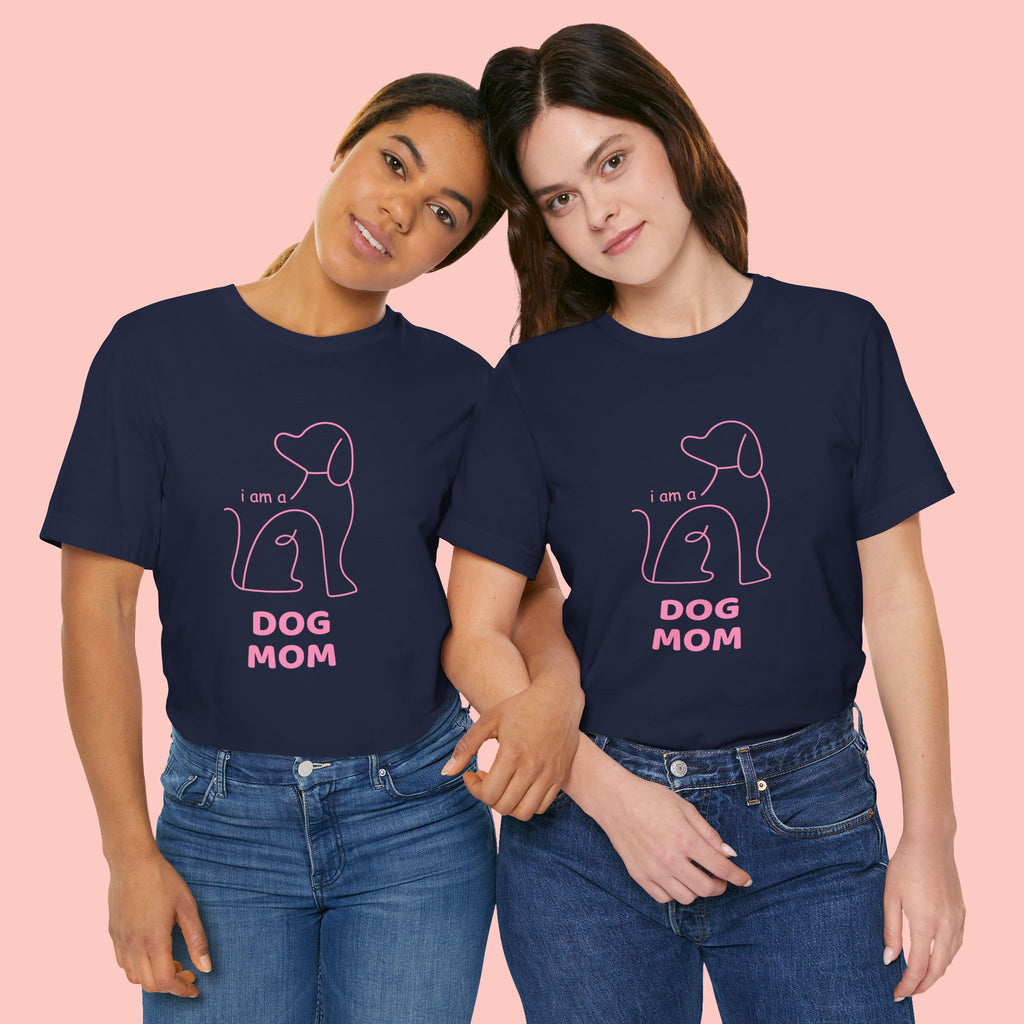 Dog Mom T‑Shirt – Minimal Pink Line Art Dog Tee