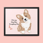 Framed Canvas Print — "First My Dog, Then Everything Else" Corgi Wall Art