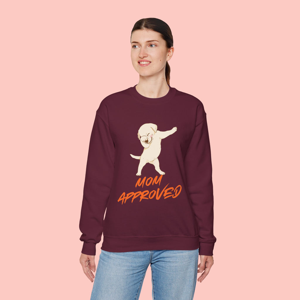 Crewneck Sweatshirt - 'Mom Approved' Dabbing Dog Cute Graphic