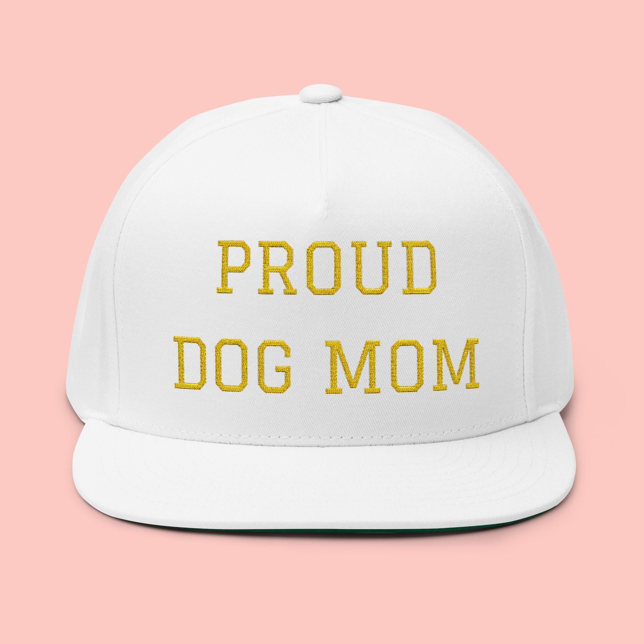 Flat Bill Cap — "Proud Dog Mom" Embroidered Trucker Hat
