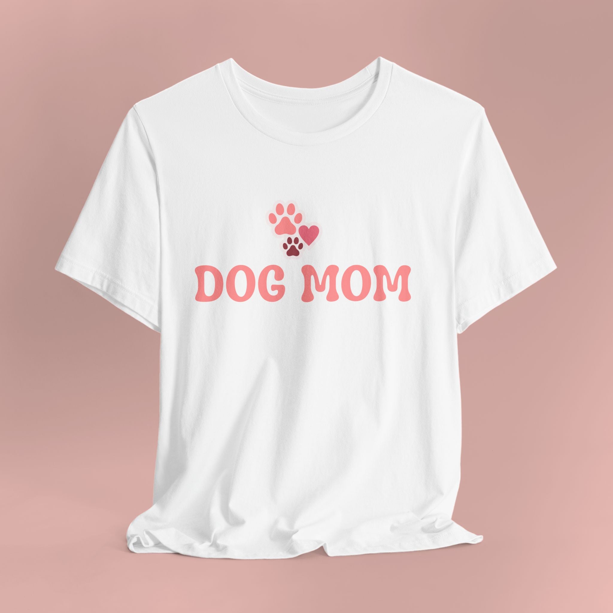 Dog Mom T-Shirt — Pink Paw Graphic Tee for Dog Lovers