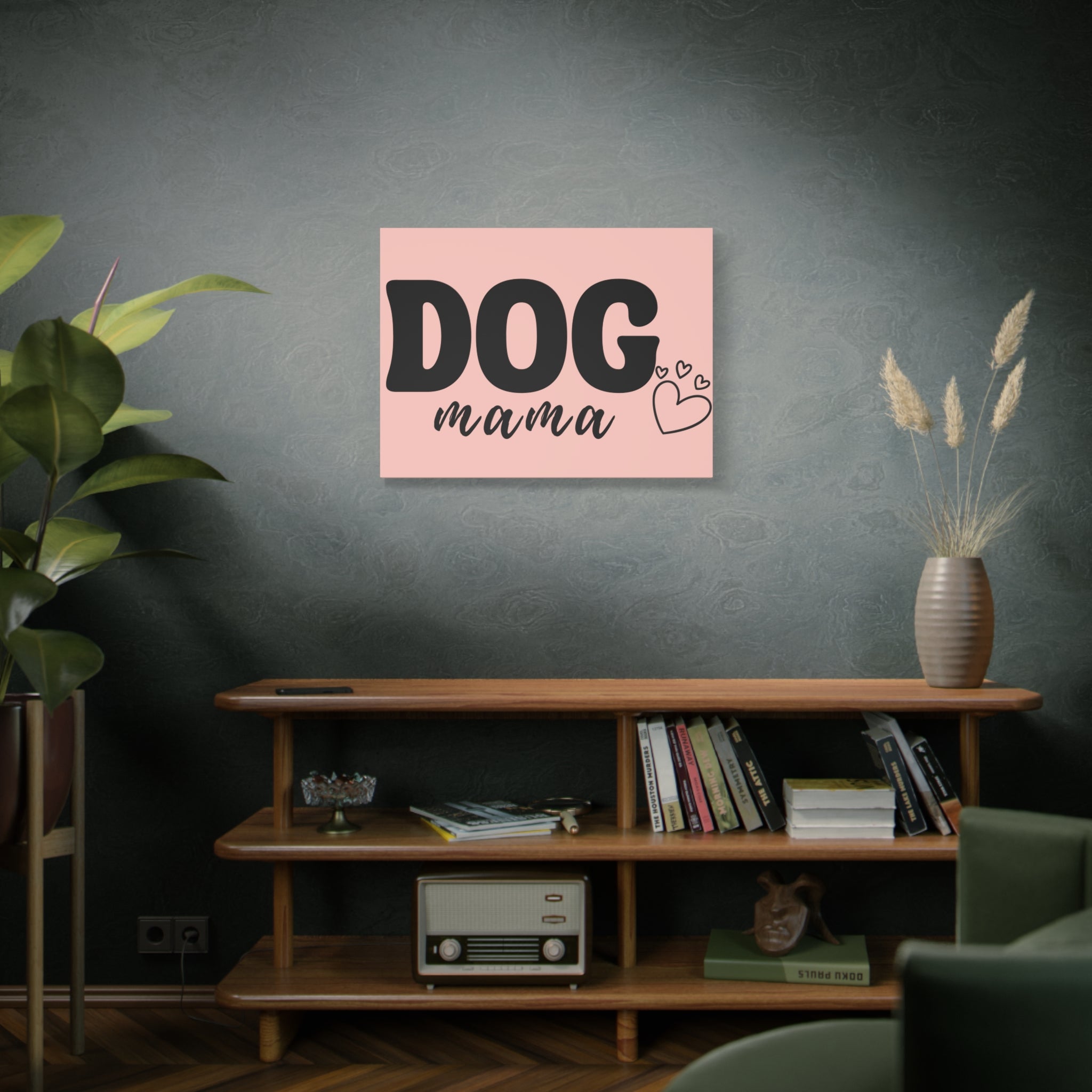 Dog Mama Pink Canvas Wall Art — Heart Pet Mom Decor