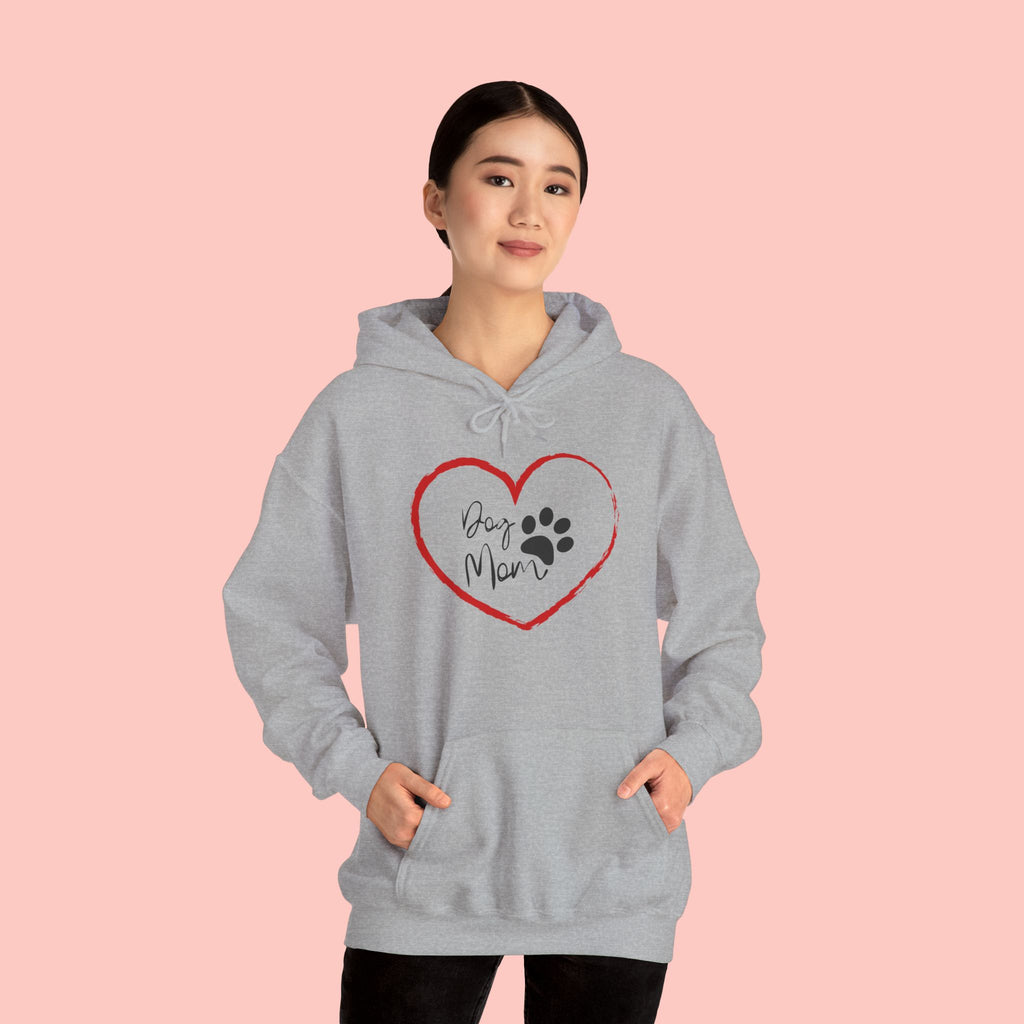 Dog Mom Hoodie — Heart Paw Print Pullover for Pet Lovers