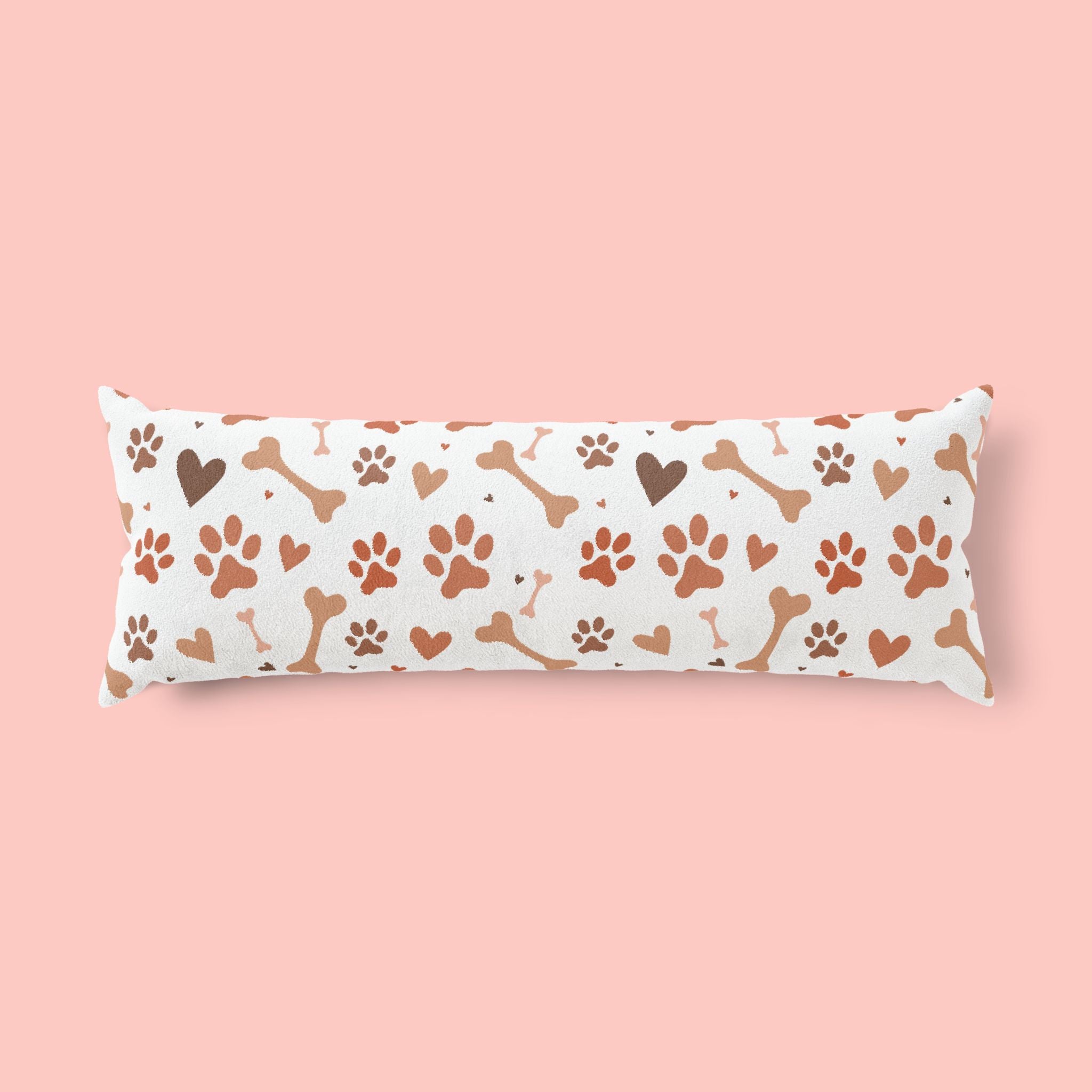 Dog Paw & Bone Pattern Body Pillow — Cute Pet Lover Throw Pillow