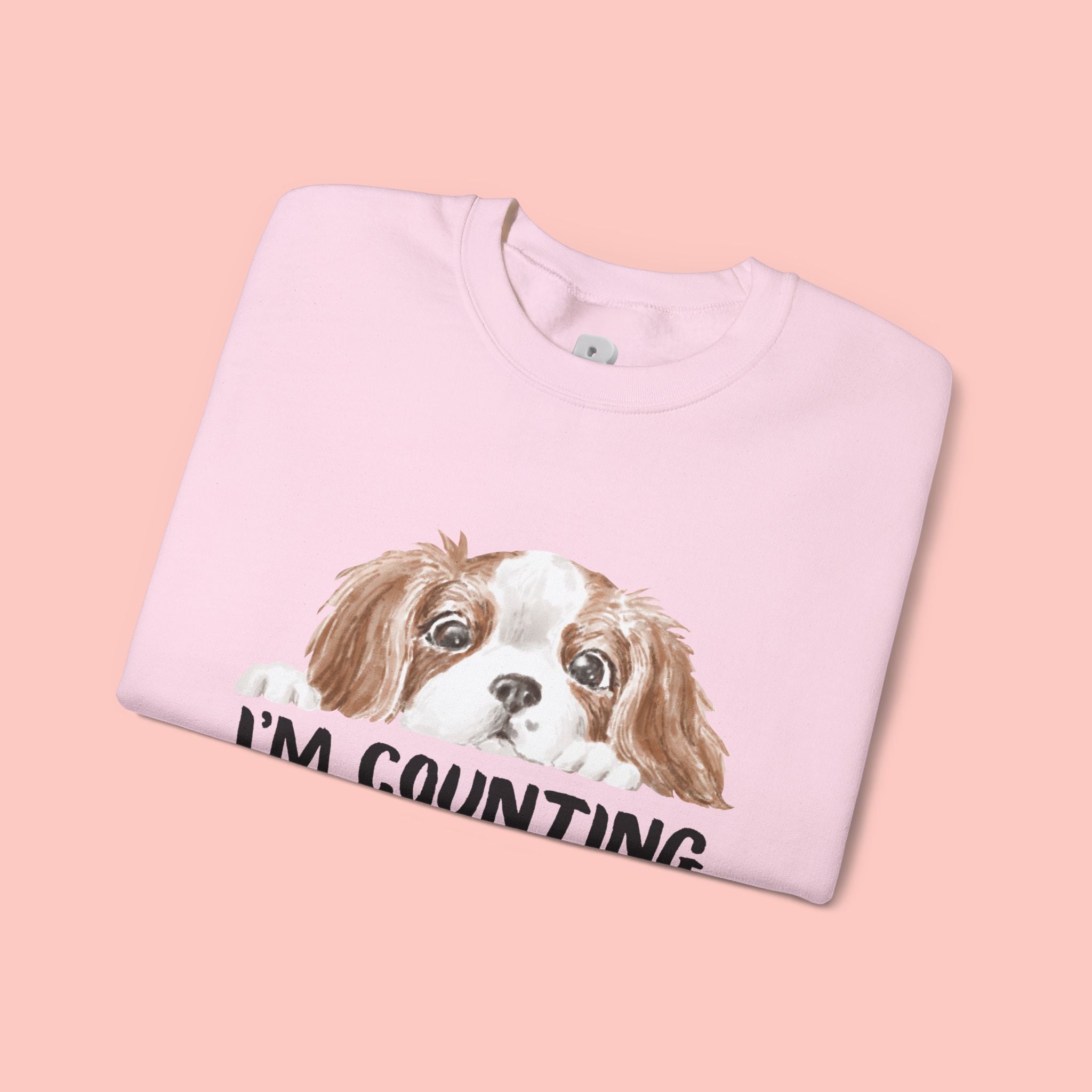 Dog Mom Sweatshirt - "I'm Counting On My Dog" Cute Cavalier King Charles Crewneck