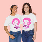 All Smiles Mom's Rules T-Shirt — Cute Pink Dog Graphic Tee for Moms & Pet Lovers