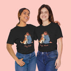 Dog Mom T‑Shirt — Cute Woman Hugging Dog Graphic Tee