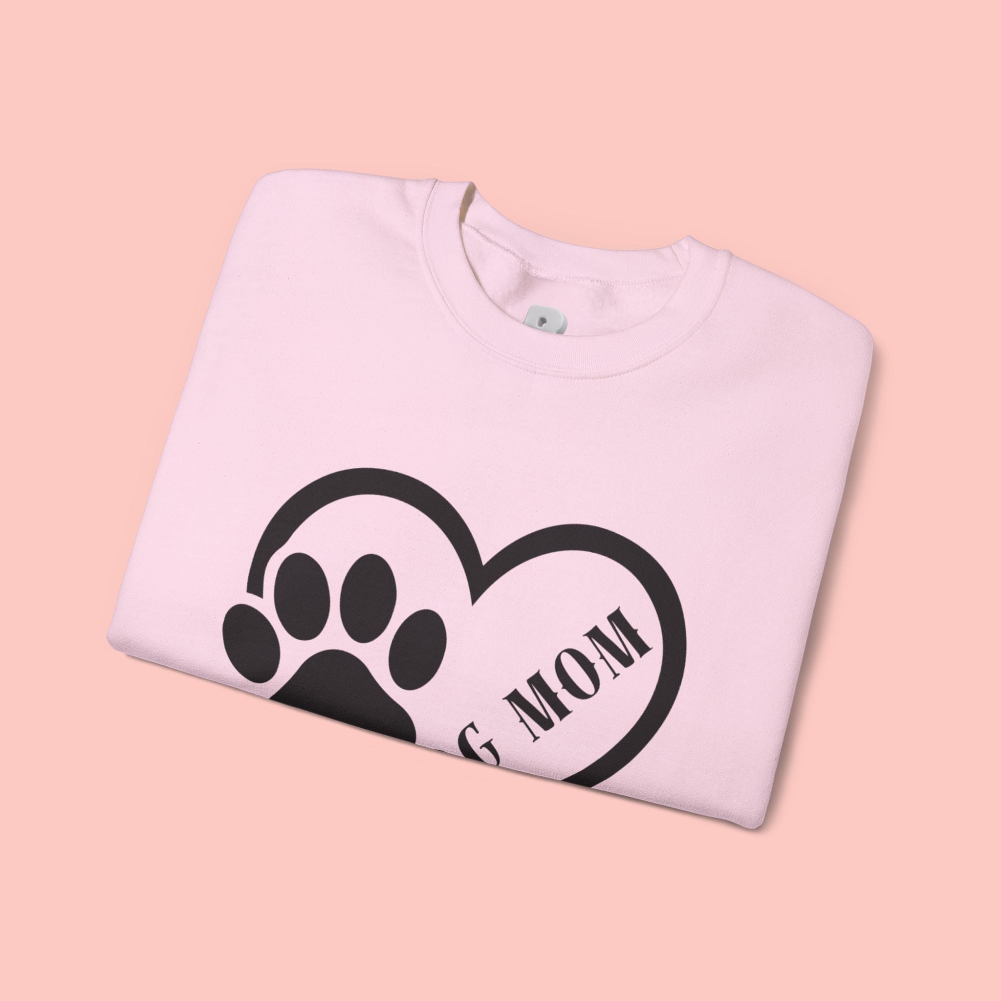 Dog Mom Heart Paw Sweatshirt — Women's Crewneck for Pet Lovers