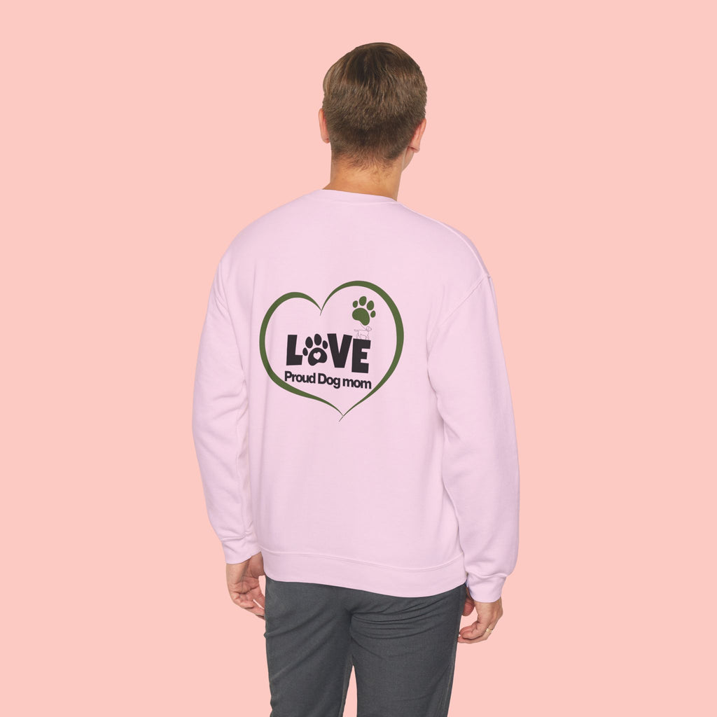 Dog Mom Sweatshirt – "LOVE" Paw Heart Crewneck