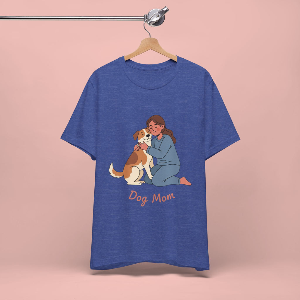 Dog Mom T‑Shirt — Cute Woman Hugging Dog Graphic Tee