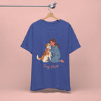 Dog Mom T‑Shirt — Cute Woman Hugging Dog Graphic Tee