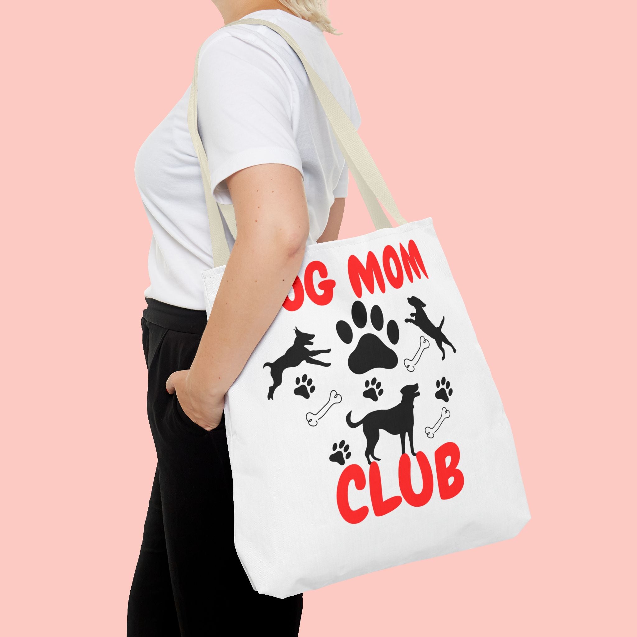 Dog Mom Club Tote Bag – Cute Paw Print Canvas Tote for Dog Lovers