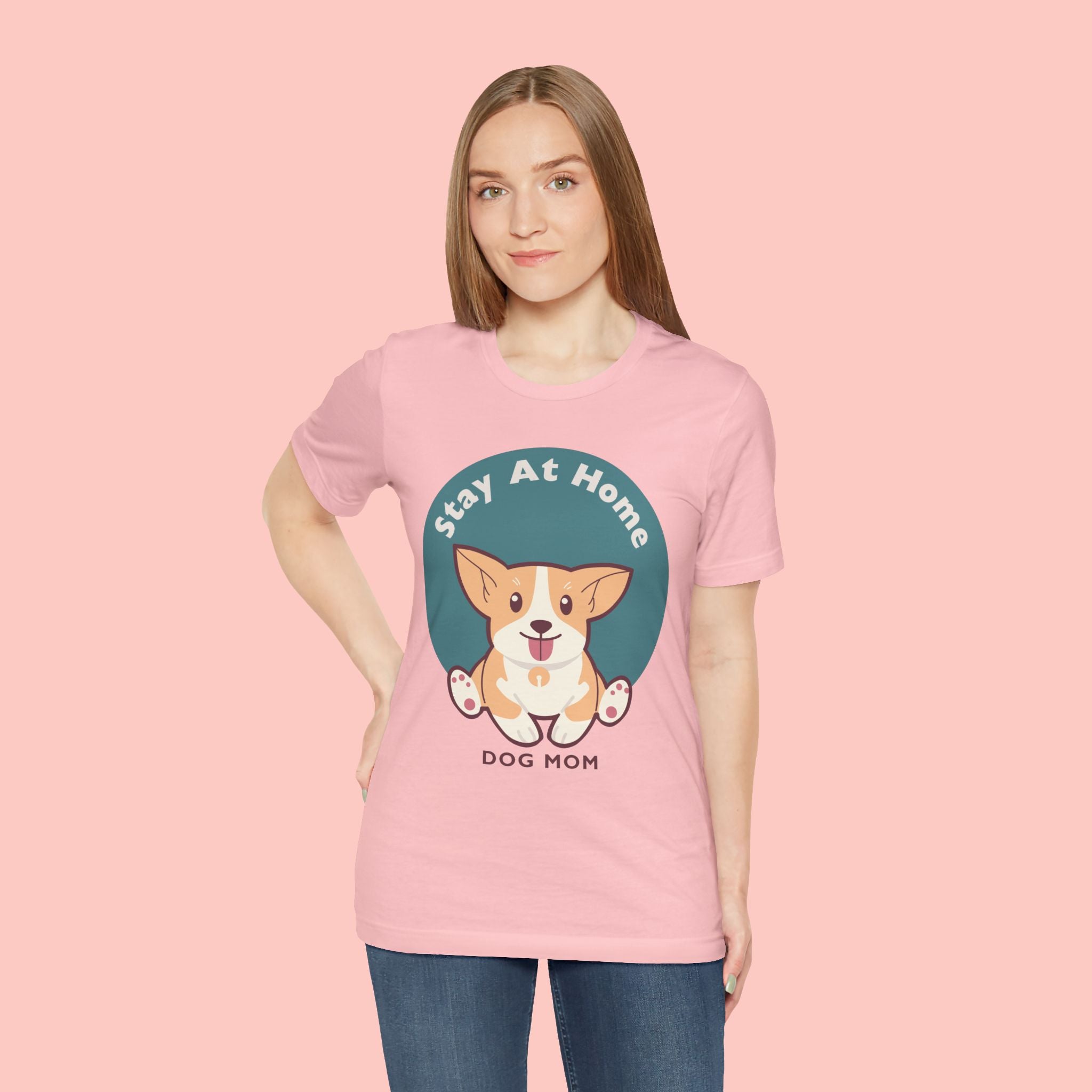 Stay At Home Dog Mom T-Shirt — Cute Corgi Graphic Tee