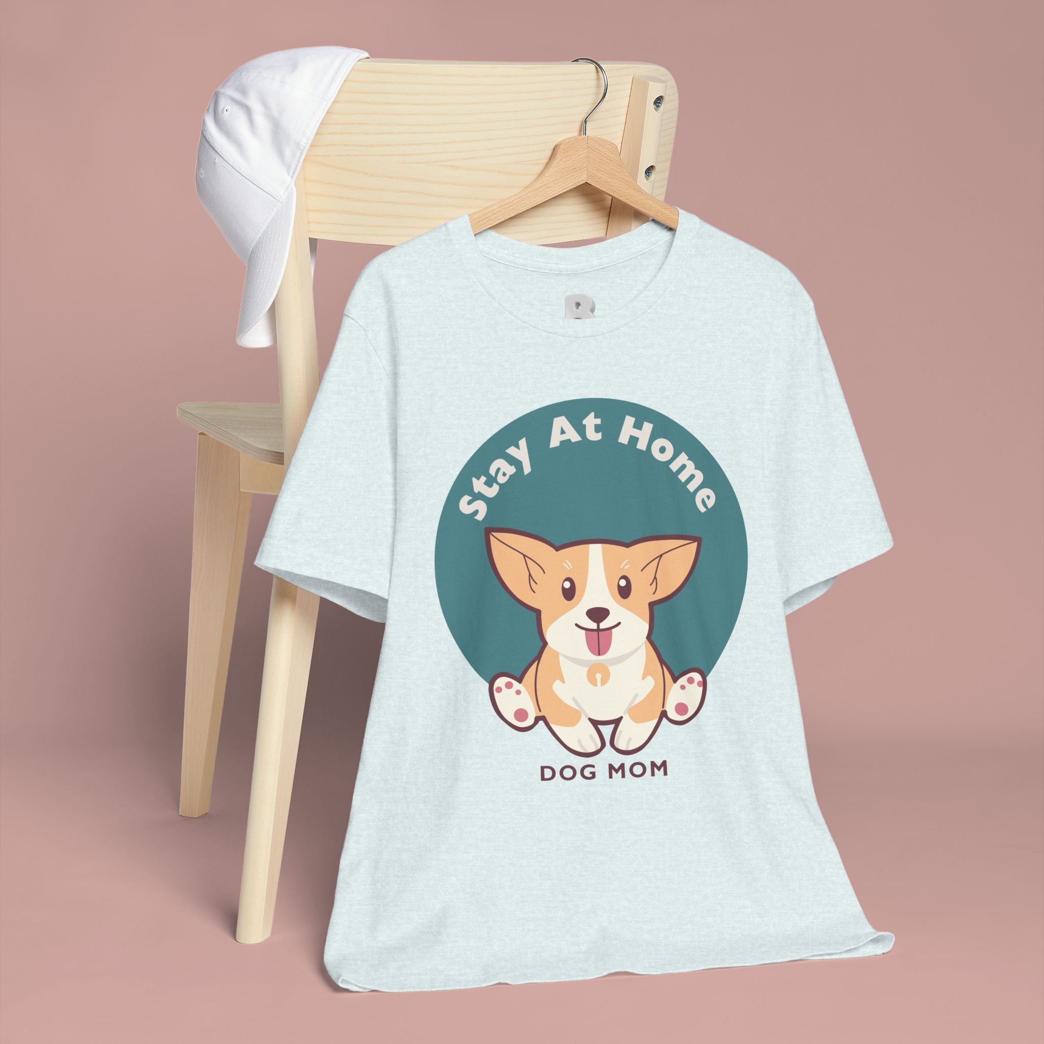 Stay At Home Dog Mom T-Shirt — Cute Corgi Graphic Tee