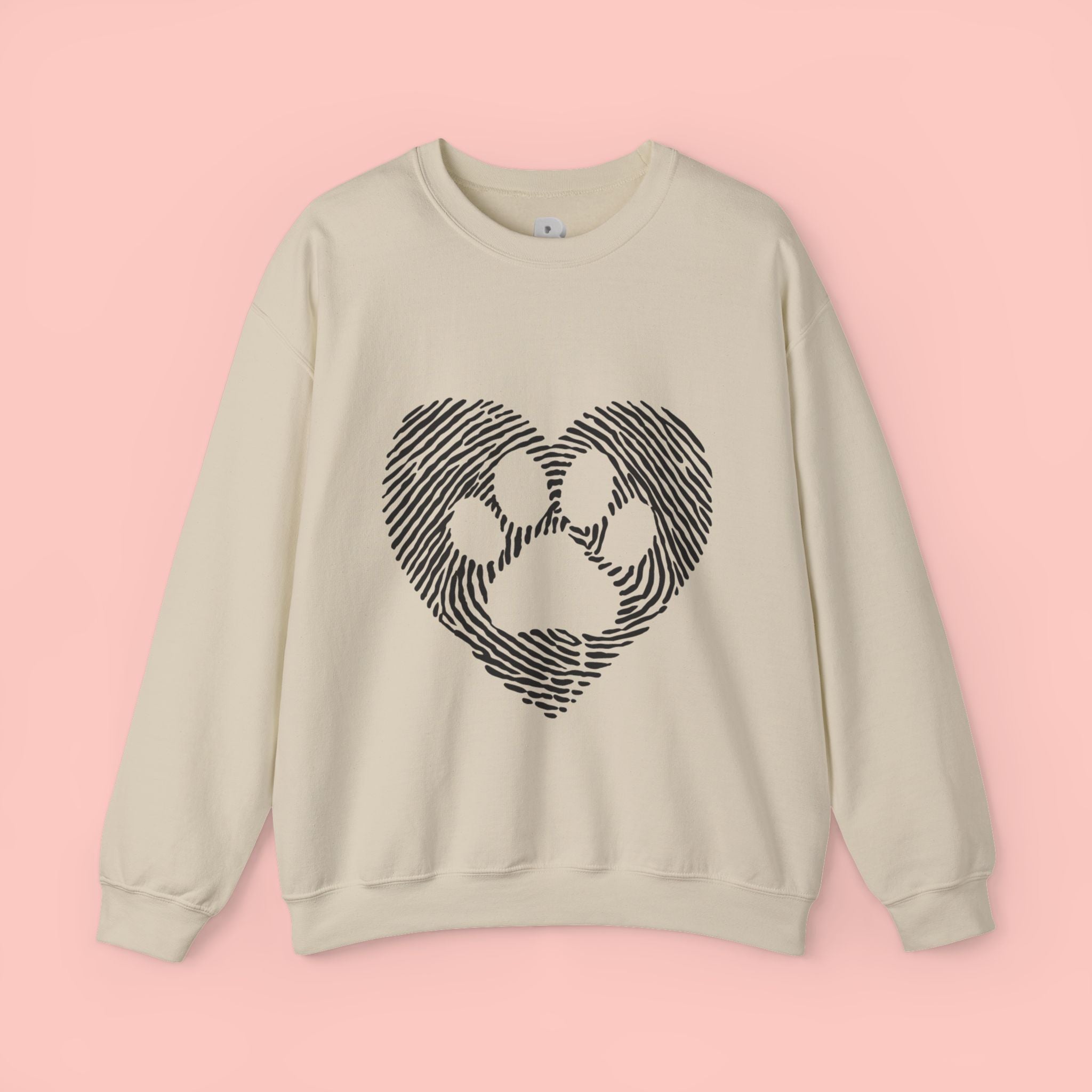 Fingerprint Heart Crewneck Sweatshirt — Panda Paw Love Graphic