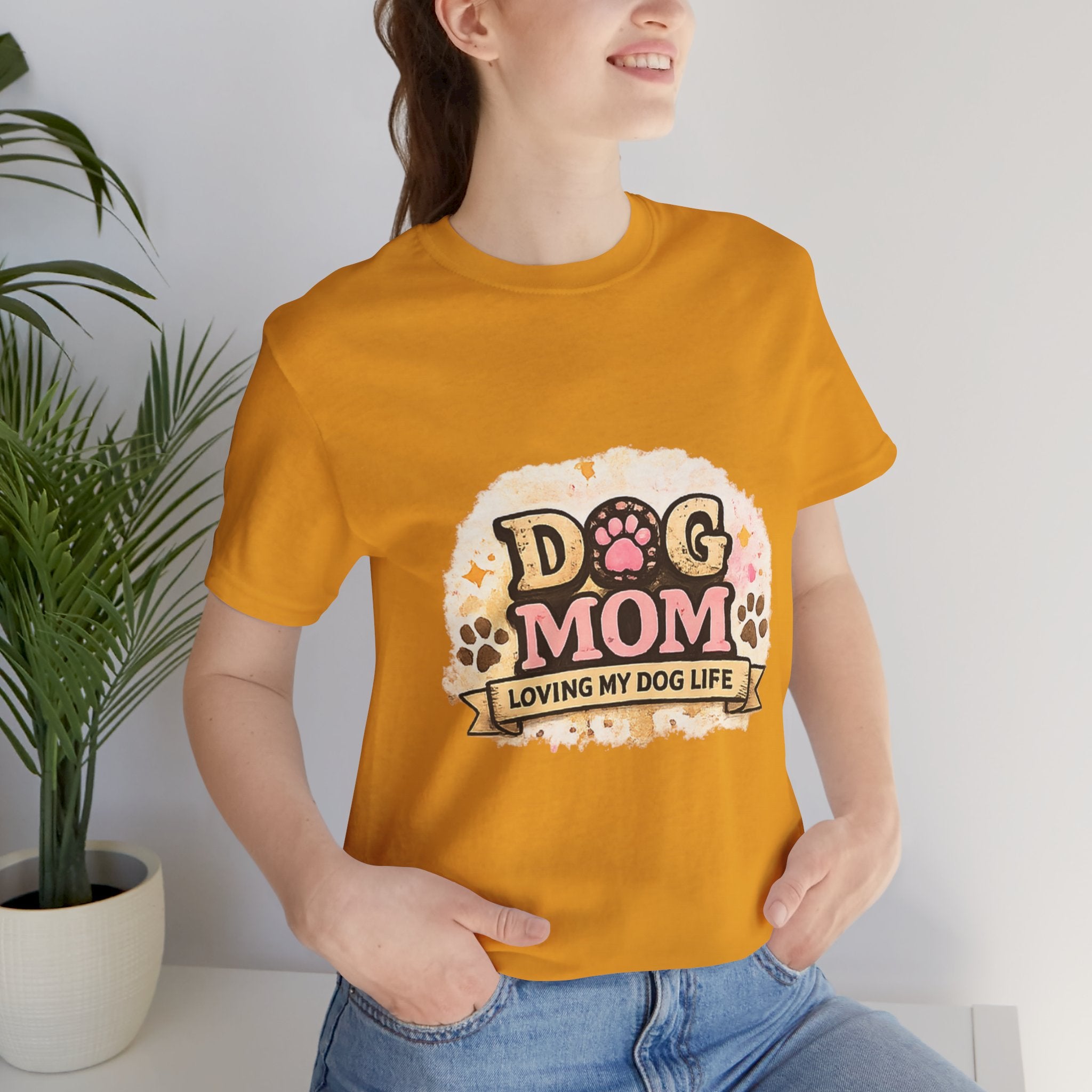 Dog Mom T-Shirt – "Loving My Dog Life" Cute Paw Print Tee for Pet Moms